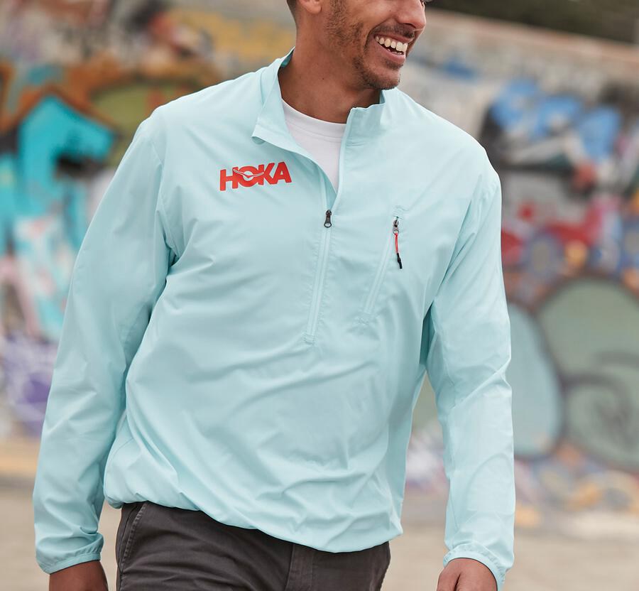 Hoka One One Mens Jackets - Wind-Resistant - Blue - NPDH79385
